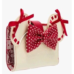 NEW Loungefly Disney Minnie Mouse Red Polka Dot Bow Embossed Flap Wallet